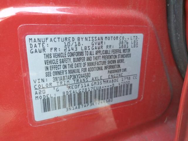 3N1AB7AP3KY244580 Nissan Sentra S 2019. Фото: 9