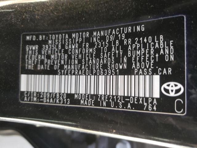 2020 TOYOTA COROLLA LE 5YFEPRAE0LP063951