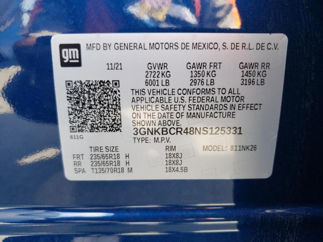 2022 CHEVROLET BLAZER 2LT 3GNKBCR48NS125331