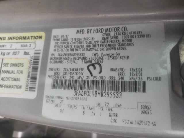3FA6P0LU8HR295533 Ford Fusion Se 2017. Фото: 9