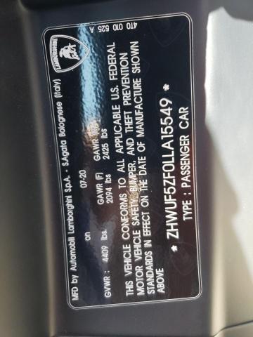 2020 LAMBORGHINI HURACAN EV ZHWUF5ZF0LLA15549