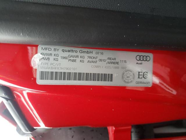 2017 AUDI R8 5.2 PLU WUAKBAFX7H7902101