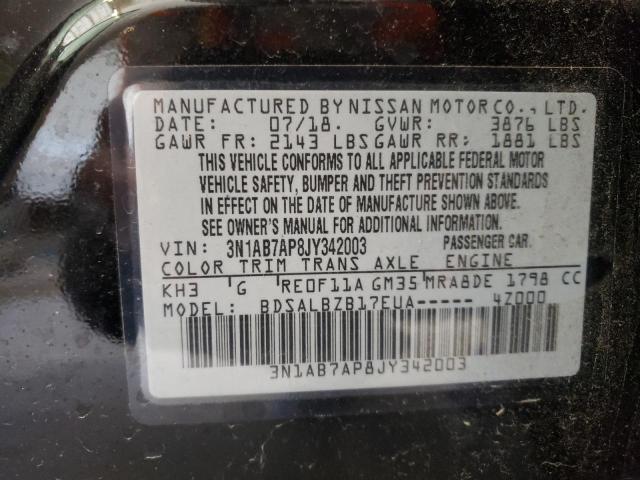 3N1AB7AP8JY342003 Nissan Sentra S 2018. Фото: 9