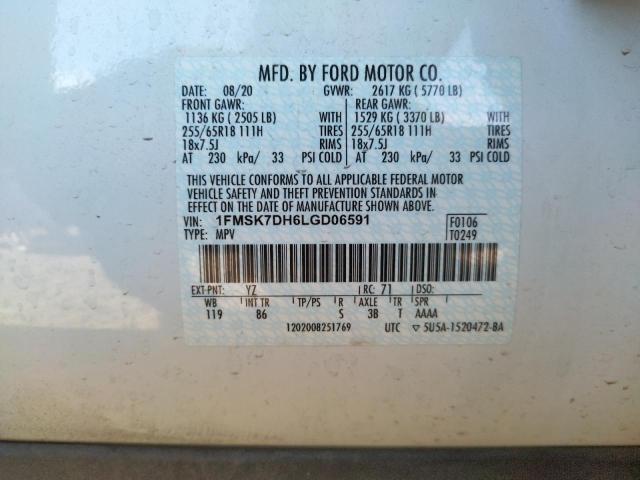 1FMSK7DH6LGD06591 Ford Explorer X 2020. Фото: 9