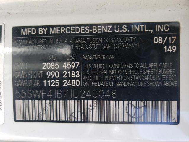 55SWF4JB7JU240048 Mercedes-Benz C 300 2018. Фото: 9