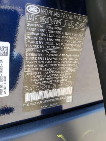 2020 LAND ROVER RANGE ROVE SALGS2RU9LA414301