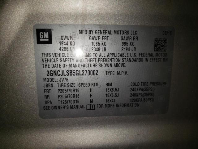 2016 CHEVROLET TRAX 1LT 3GNCJLSB5GL270002