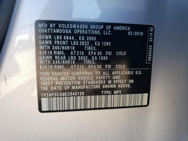 2019 VOLKSWAGEN ATLAS S 1V2AP2CA8KC540129