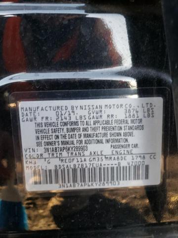 2019 NISSAN SENTRA S/S 3N1AB7AP6KY289903