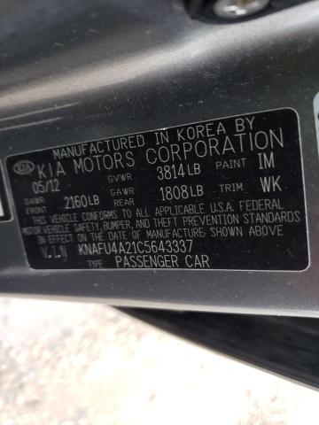 KNAFU4A21C5643337 Kia Forte Ex 2012. Фото: 9