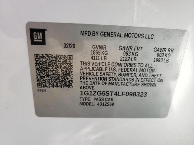2020 CHEVROLET MALIBU RS 1G1ZG5ST4LF098323