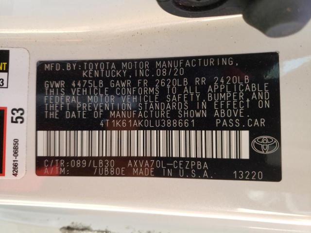 2020 TOYOTA CAMRY XSE 4T1K61AK0LU388661