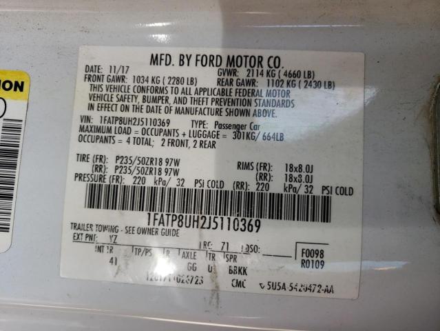 2018 FORD MUSTANG 1FATP8UH2J5110369