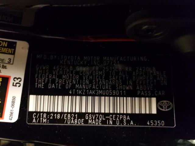 2021 TOYOTA CAMRY TRD 4T1KZ1AK3MU059011