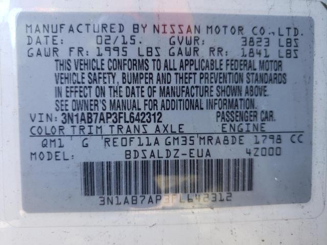 2015 NISSAN SENTRA S 3N1AB7AP3FL642312