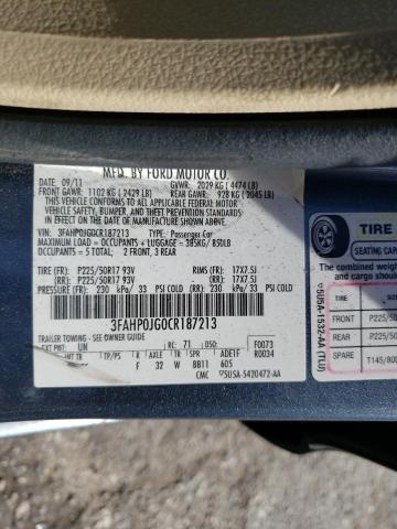 3FAHP0JG0CR187213 Ford Fusion Sel 2012. Фото: 9