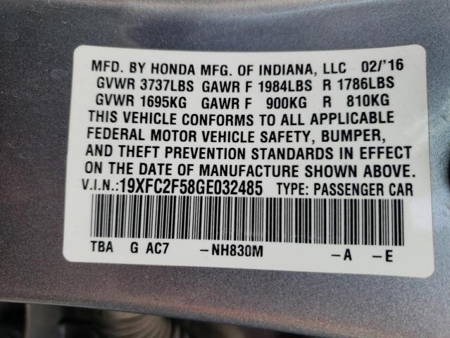 2016 HONDA CIVIC LX 19XFC2F58GE032485