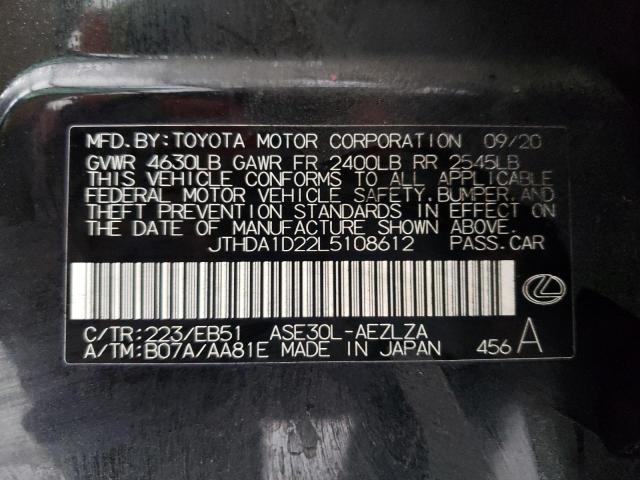 2020 LEXUS IS 300 PRE JTHDA1D22L5108612
