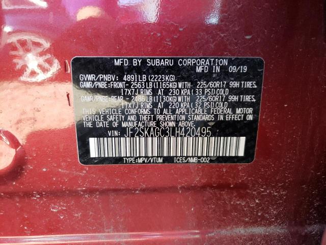 2020 SUBARU FORESTER JF2SKAGC3LH420495
