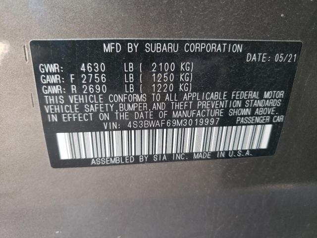 2021 SUBARU LEGACY PRE 4S3BWAF69M3019997