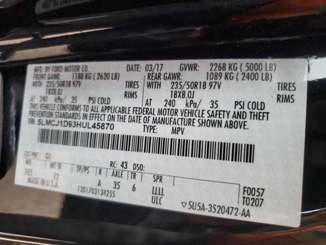 2017 LINCOLN MKC PREMIE 5LMCJ1D93HUL45870