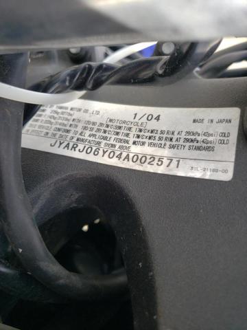 2004 YAMAHA YZFR6 L JYARJ06Y04A002571