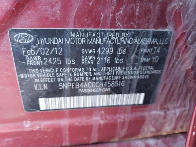 5NPEB4AC0CH458516 Hyundai Sonata Gls 2012. Фото: 9