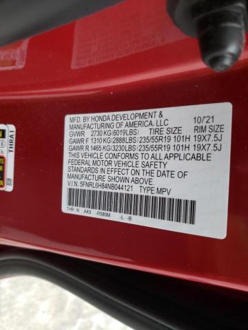 2022 HONDA ODYSSEY TO 5FNRL6H84NB044121