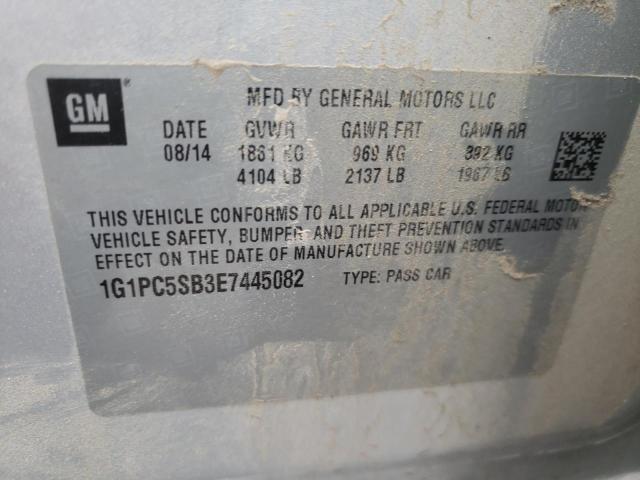 1G1PC5SB3E7445082 Chevrolet Cruze Lt 2014. Фото: 9