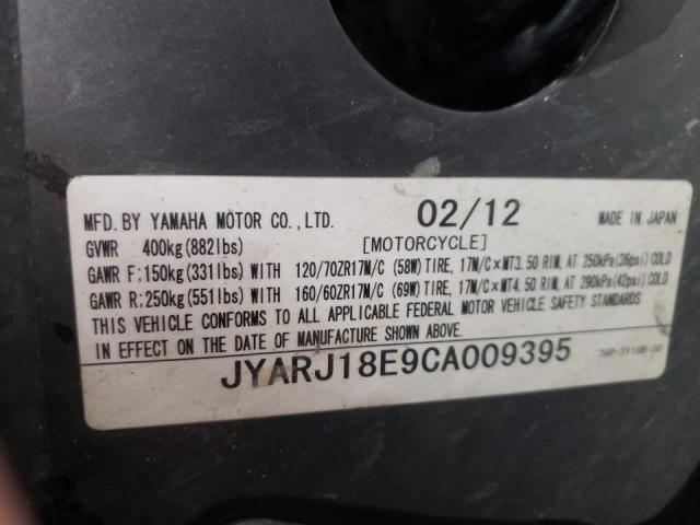 2012 YAMAHA FZ6 R JYARJ18E9CA009395