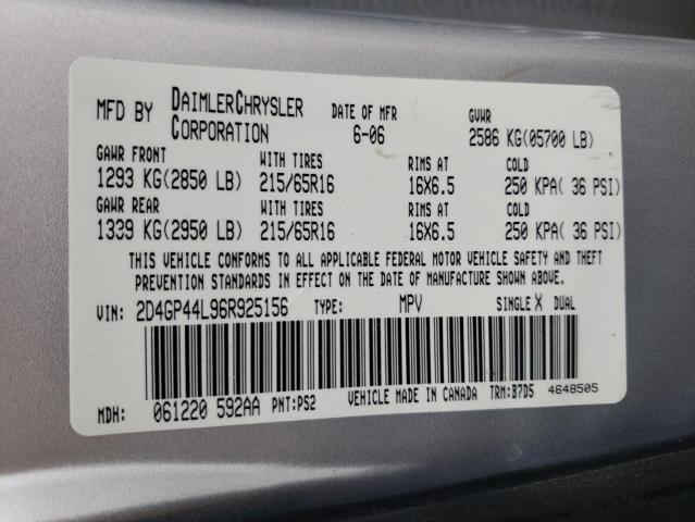 2D4GP44L96R925156 Dodge Grand Cara 2006. Фото: 9
