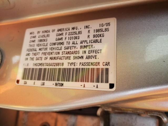 VIN 5FNYF5H50LB013397 2006 HONDA ACCORD no.10