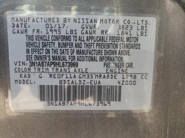 3N1AB7AP9HL673969 Nissan Sentra S 2017. Фото: 9