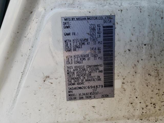5N1AR2MN2EC694879 Nissan Pathfinder S