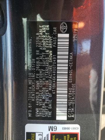 4T1BK46K48U070491 Toyota Camry Le 2008. Фото: 9