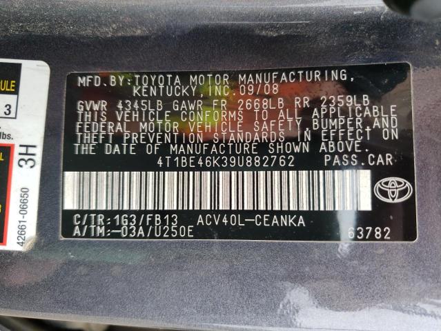4T1BE46K39U882762 Toyota Camry Base 2009. Фото: 9