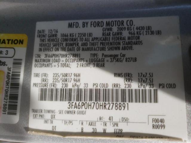 2017 FORD FUSION SE 3FA6P0H70HR278891