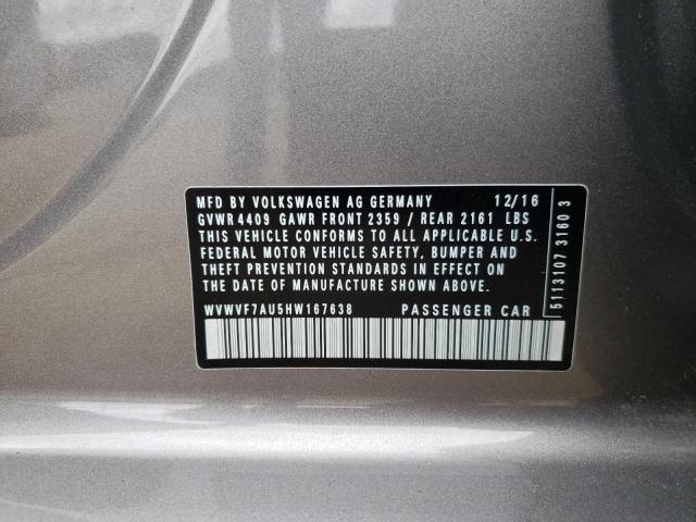 2017 VOLKSWAGEN GOLF R WVWVF7AU5HW167638