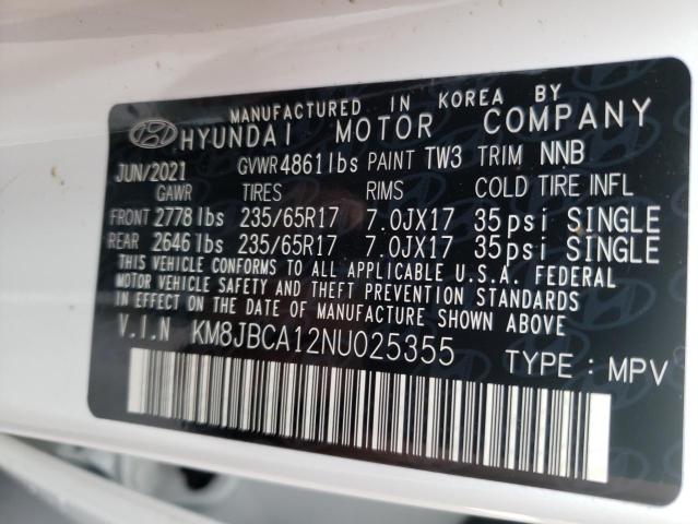 2022 HYUNDAI TUCSON BLU KM8JBCA12NU025355