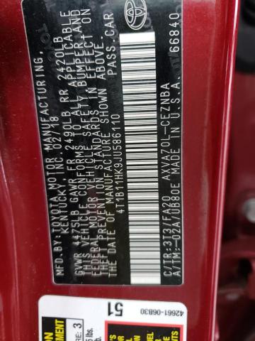 2018 TOYOTA CAMRY L 4T1B11HK9JU586110