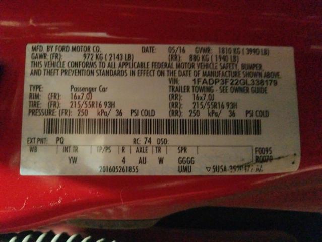 2016 FORD FOCUS SE - 1FADP3F22GL338179