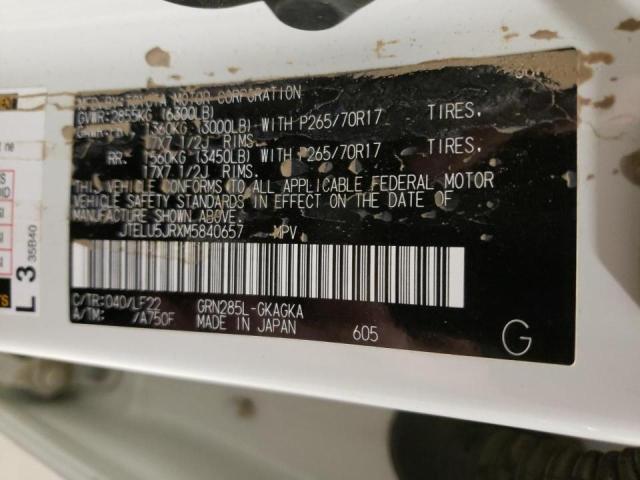 2021 TOYOTA 4RUNNER VE JTELU5JRXM5840657