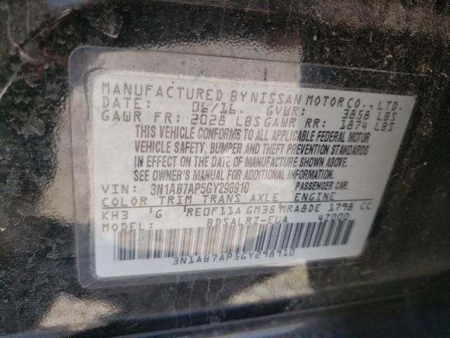 3N1AB7AP5GY298910 Nissan Sentra S 2016. Фото: 9