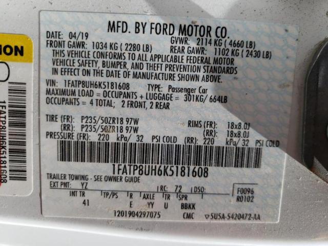 1FATP8UH6K5181608 Ford Mustang 2019. Фото: 9