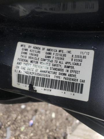 VIN: 1HGCR2F50DA055938 Auction: COPART Lot: 38701252 Location: IL - CHICAGO SOUTH 1HGCR2F50DA055938 HONDA ACCORD 2013 BLACK Photo 10