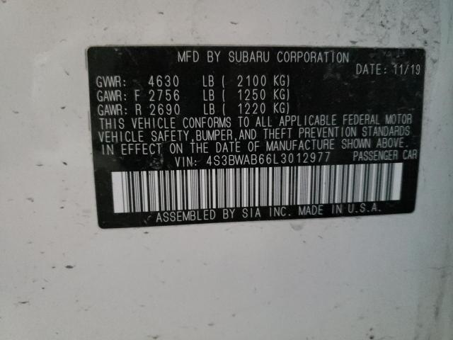 2020 SUBARU LEGACY 4S3BWAB66L3012977