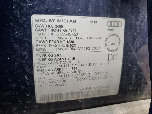 2019 AUDI Q5 TECHNIK WA1FNAFY0K2034794
