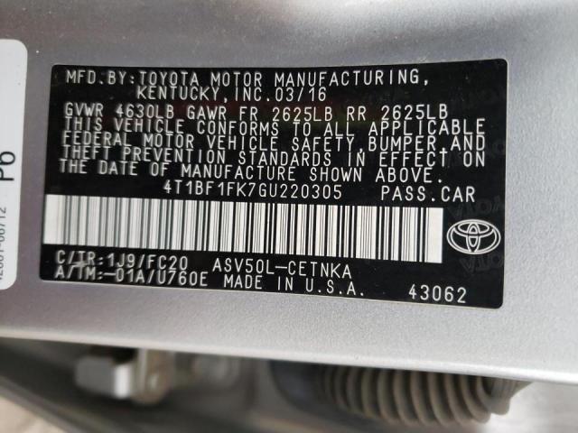 4T1BF1FK7GU220305 Toyota Camry Le 2016. Фото: 9