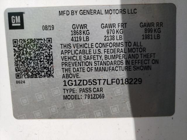 1G1ZD5ST7LF018229 Chevrolet Malibu Lt 2020. Фото: 9