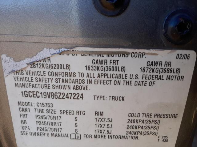 1GCEC19V86Z247224 Chevrolet Silverado 2006. Фото: 9